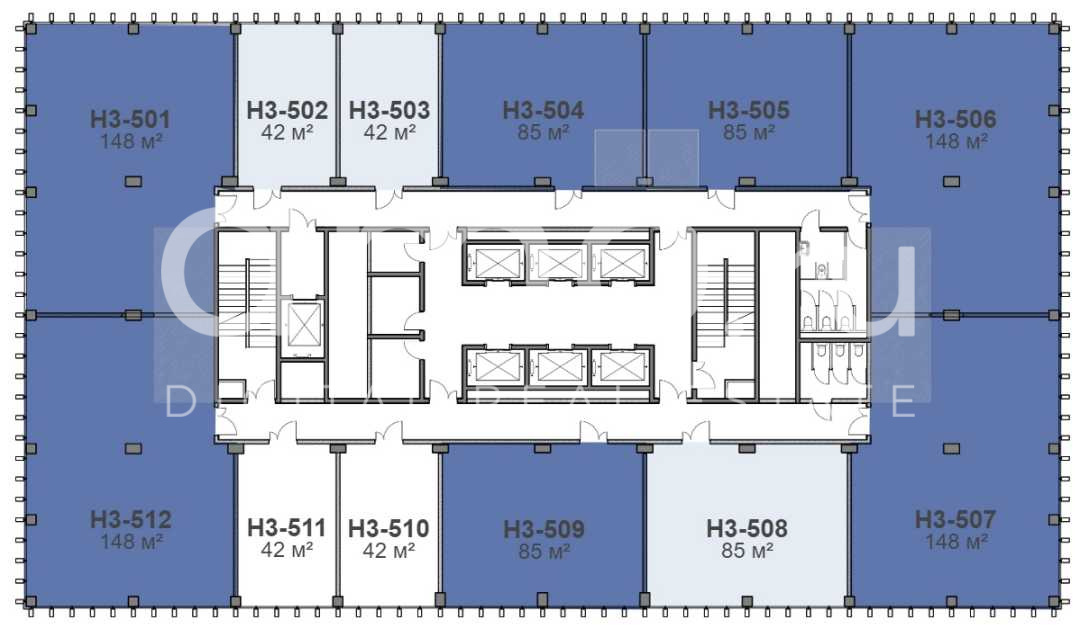 Планировка офиса 42-1016 м², 5 этаж, БЦ «Stone Ходынка»